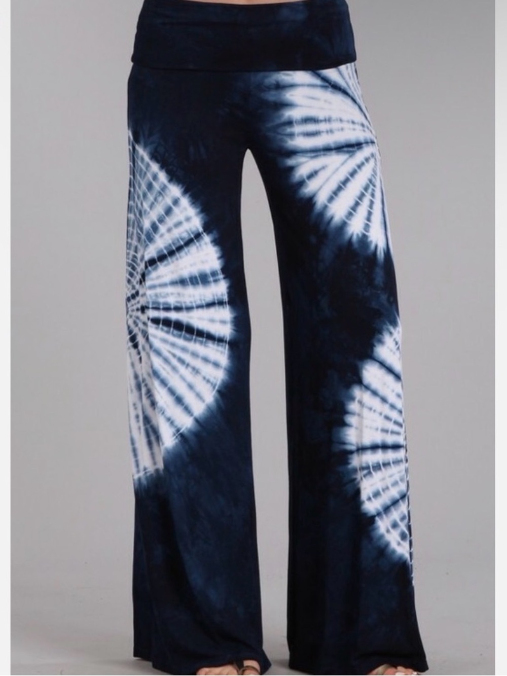 Chatoyant Womens Tie Dye Wide Leg Pants Size Small Black White Stretch Palazzo